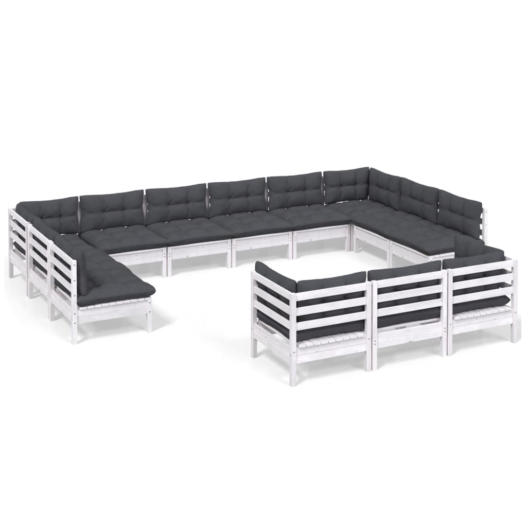 13-delige Loungeset met kussens grenenhout wit is nu te koop bij PeponiXL, paradijselijk wonen!