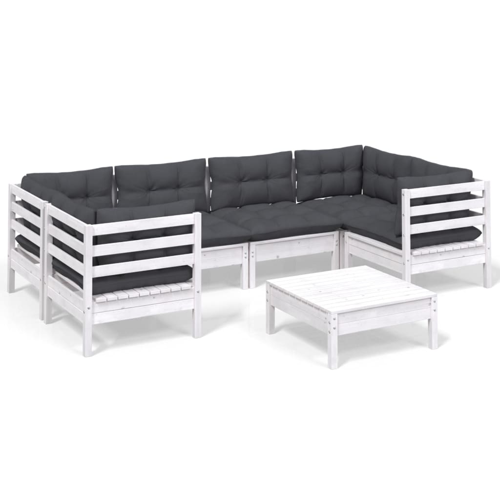 7-delige Loungeset met kussens grenenhout wit is nu te koop bij PeponiXL, paradijselijk wonen!
