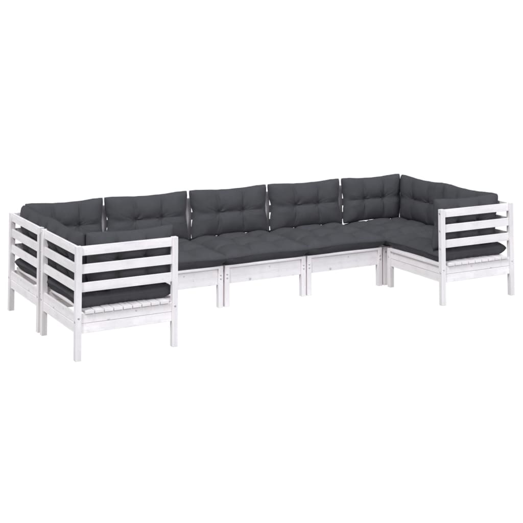 7-delige Loungeset met kussens grenenhout wit is nu te koop bij PeponiXL, paradijselijk wonen!