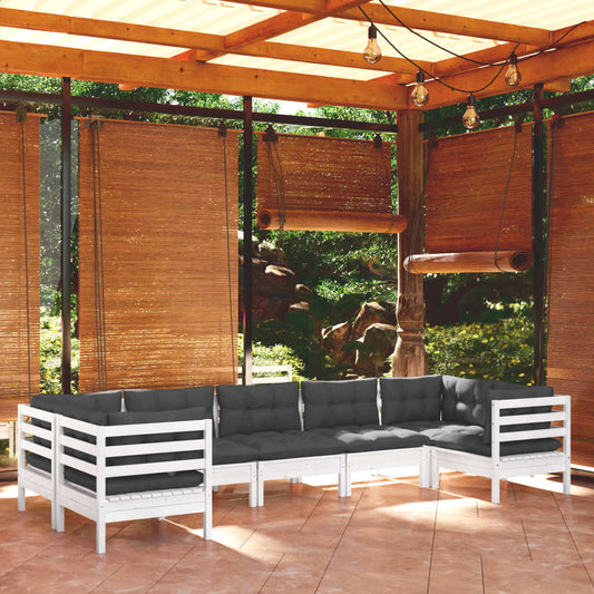 7-delige Loungeset met kussens grenenhout wit is nu te koop bij PeponiXL, paradijselijk wonen!