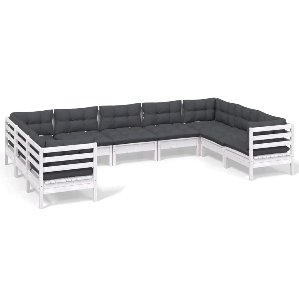 9-delige Loungeset met kussens grenenhout wit is nu te koop bij PeponiXL, paradijselijk wonen!