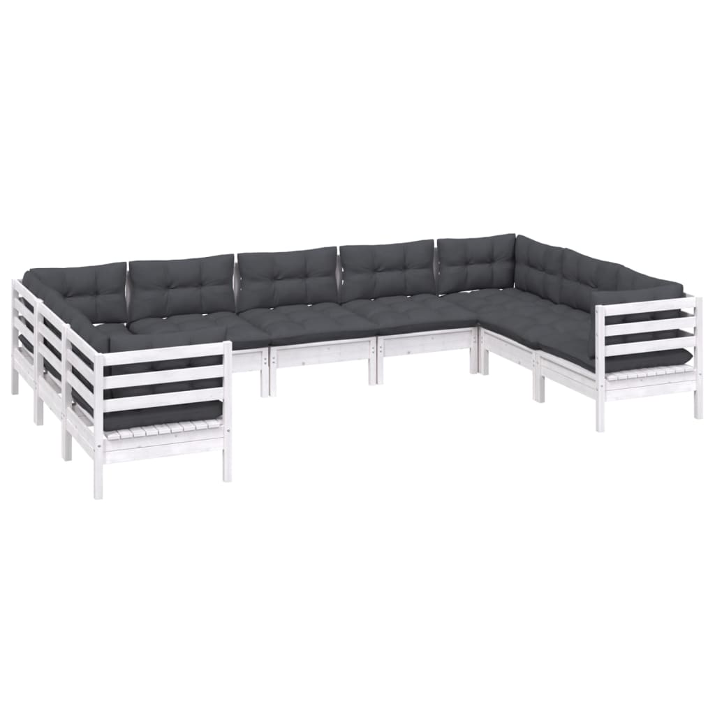 9-delige Loungeset met kussens grenenhout wit is nu te koop bij PeponiXL, paradijselijk wonen!