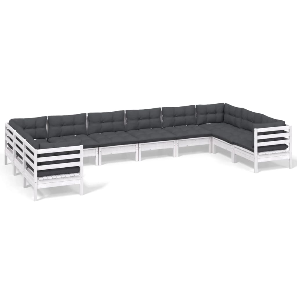 10-delige Loungeset met kussens grenenhout wit is nu te koop bij PeponiXL, paradijselijk wonen!