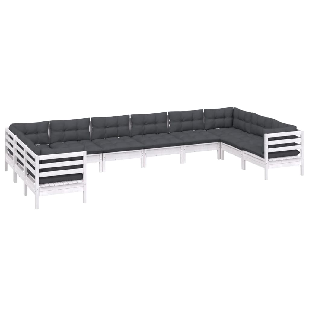 10-delige Loungeset met kussens grenenhout wit is nu te koop bij PeponiXL, paradijselijk wonen!