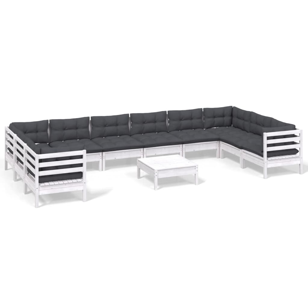 11-delige Loungeset met kussens grenenhout wit is nu te koop bij PeponiXL, paradijselijk wonen!