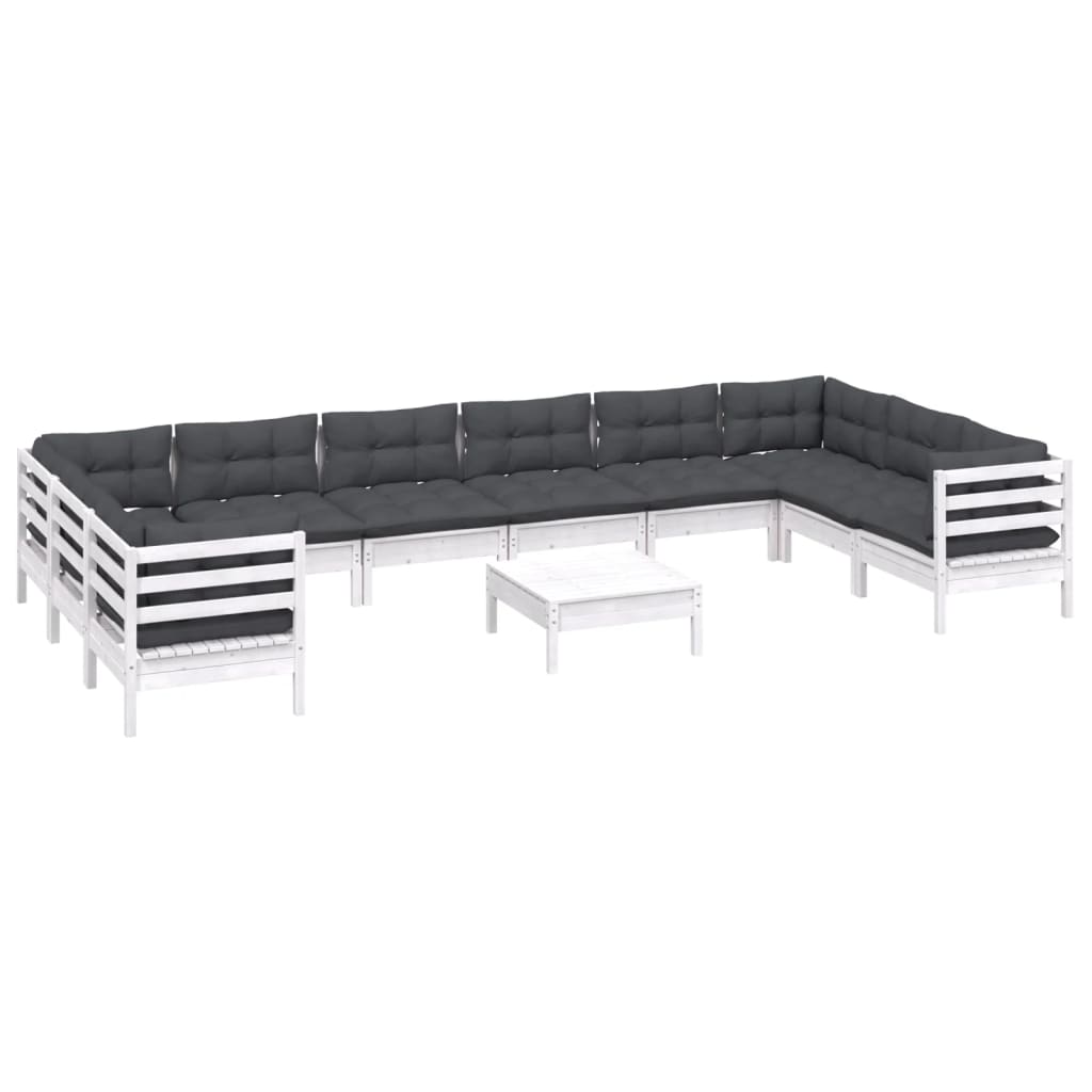 11-delige Loungeset met kussens grenenhout wit is nu te koop bij PeponiXL, paradijselijk wonen!