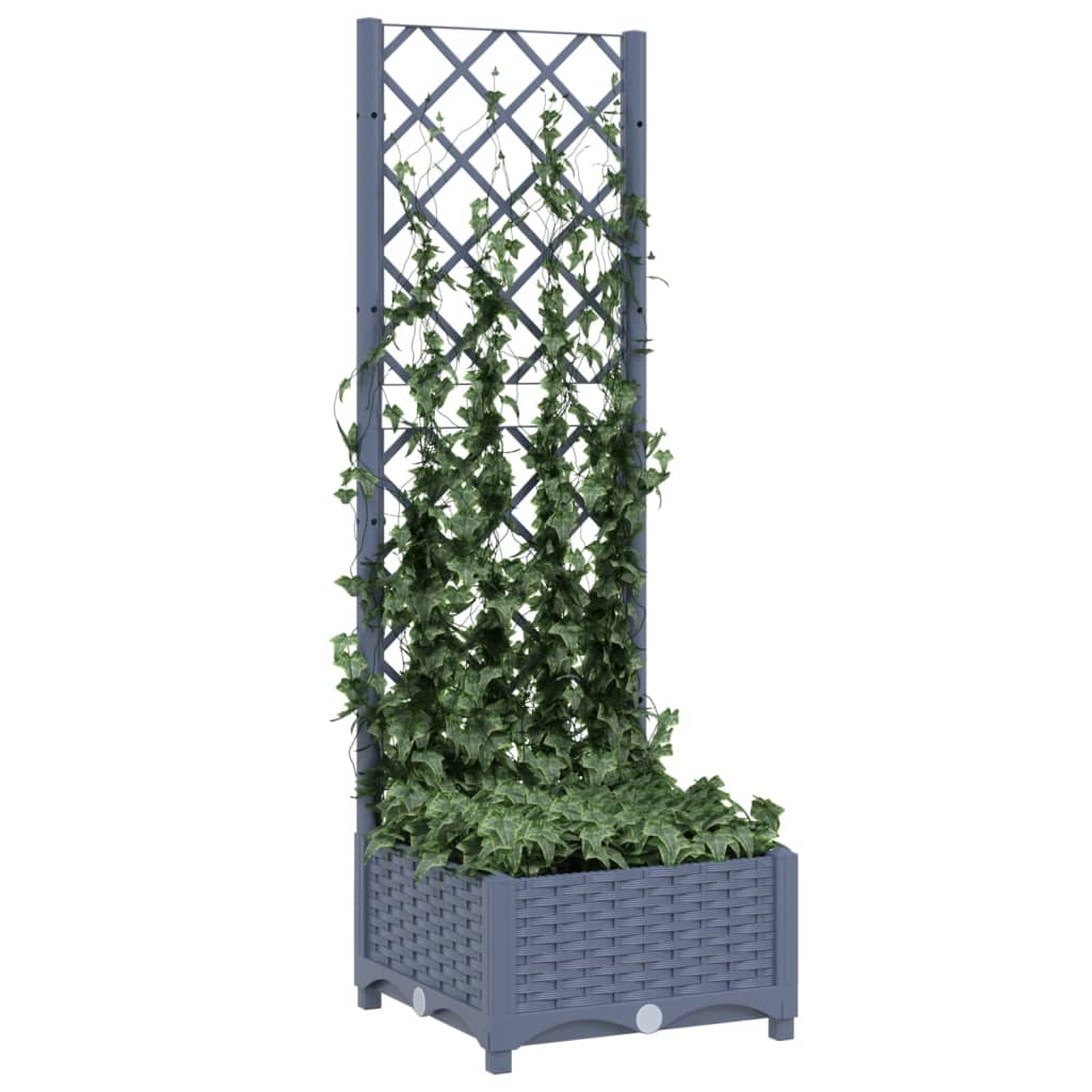 Plantenbak met trellis blauwgrijs 40x40x121,5 cm PP is nu te koop bij PeponiXL, paradijselijk wonen!