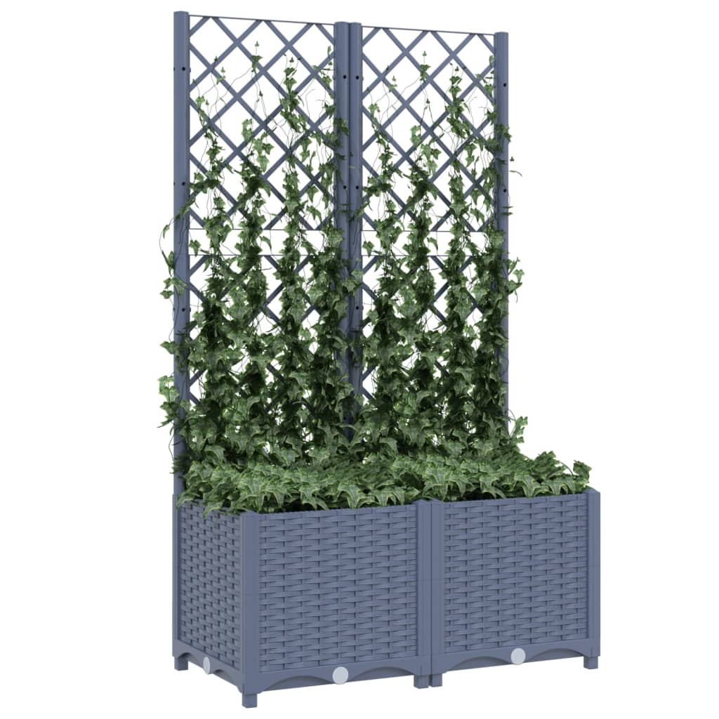 Plantenbak met trellis blauwgrijs 80x40x136 cm PP is nu te koop bij PeponiXL, paradijselijk wonen!