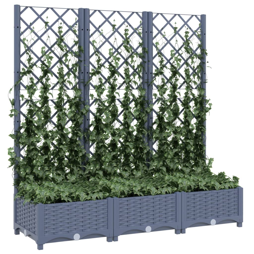 Plantenbak met latwerk 120x40x121,5 cm polypropeen blauwgrijs is nu te koop bij PeponiXL, paradijselijk wonen!