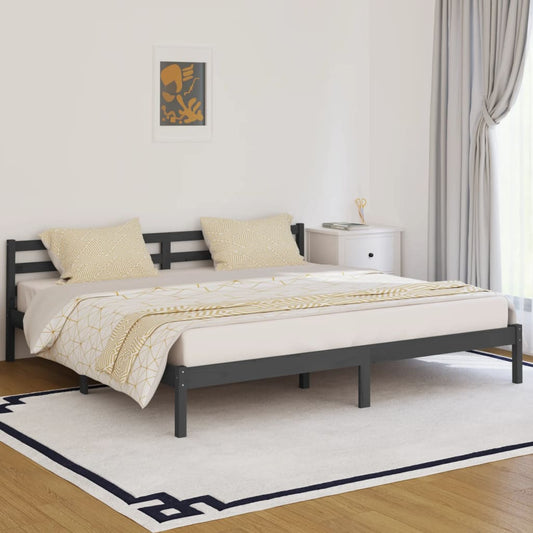Bedframe massief grenenhout grijs 200x200 cm is nu te koop bij PeponiXL, paradijselijk wonen!
