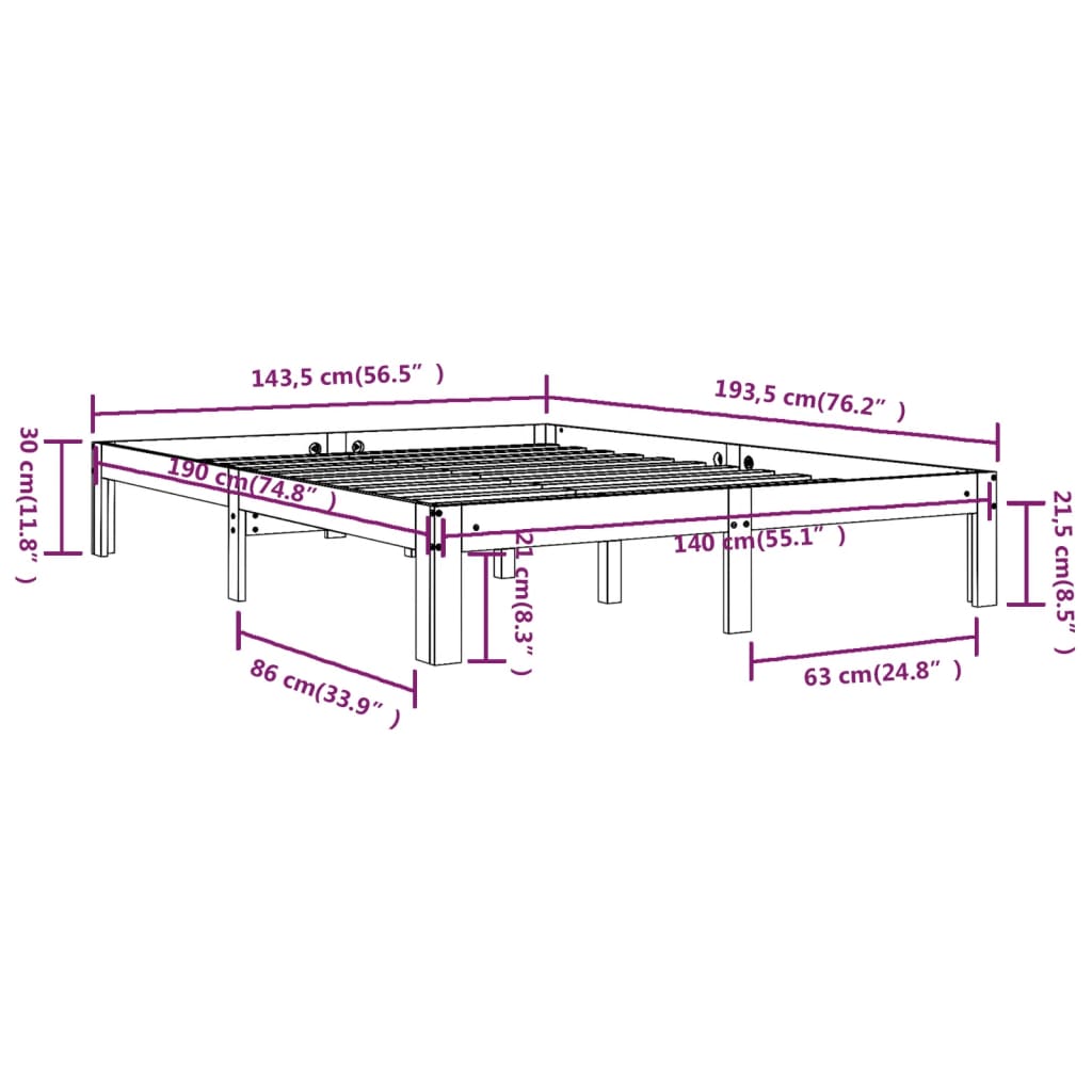 Bedframe massief grenenhout wit 140x190 cm is nu te koop bij PeponiXL, paradijselijk wonen!