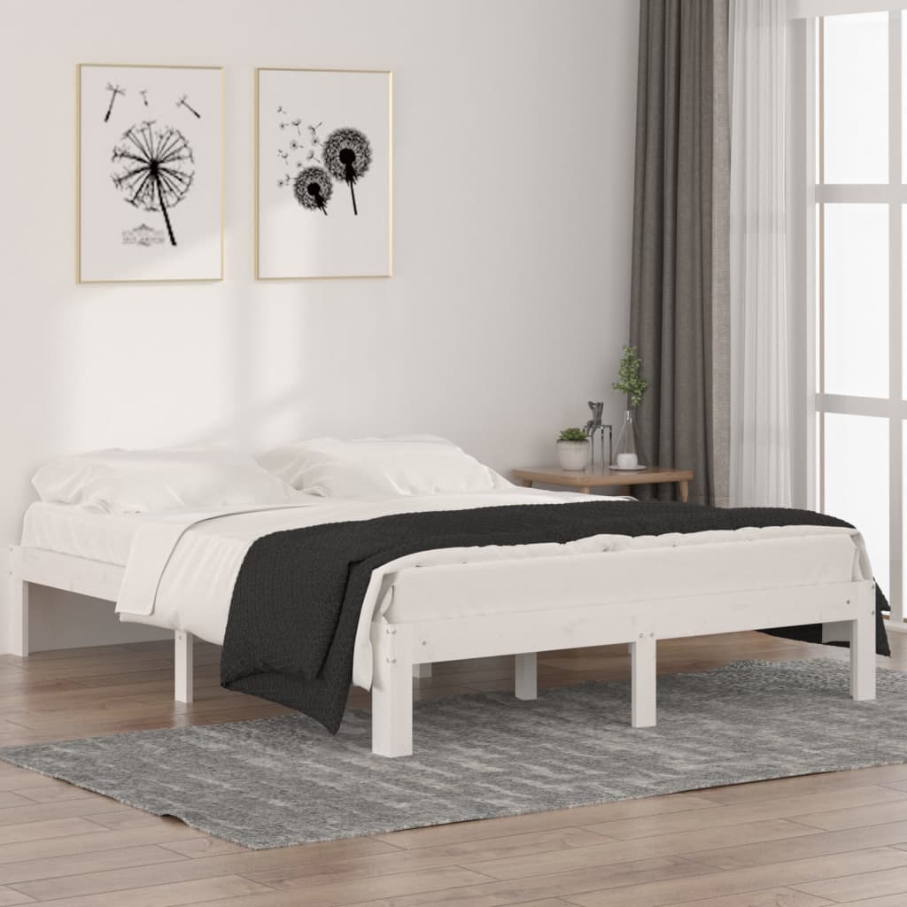 Bedframe massief grenenhout wit 140x190 cm is nu te koop bij PeponiXL, paradijselijk wonen!