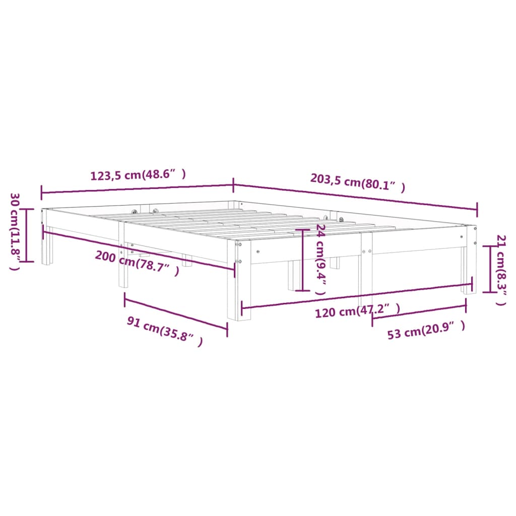 Bedframe massief grenenhout wit 120x200 cm is nu te koop bij PeponiXL, paradijselijk wonen!