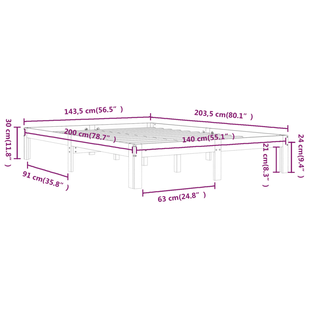 Bedframe massief grenenhout wit 140x200 cm is nu te koop bij PeponiXL, paradijselijk wonen!
