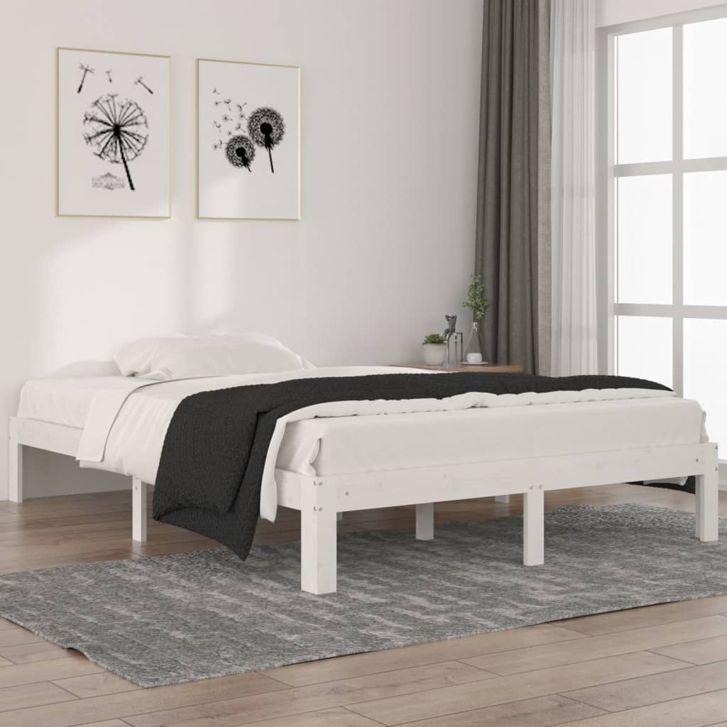 Bedframe massief grenenhout wit 140x200 cm is nu te koop bij PeponiXL, paradijselijk wonen!