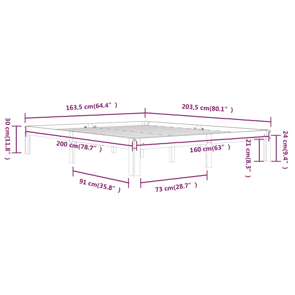Bedframe massief grenenhout 160x200 cm is nu te koop bij PeponiXL, paradijselijk wonen!