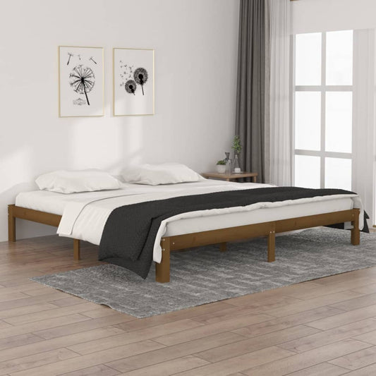 Bedframe massief grenenhout honingbruin 200x200 cm is nu te koop bij PeponiXL, paradijselijk wonen!