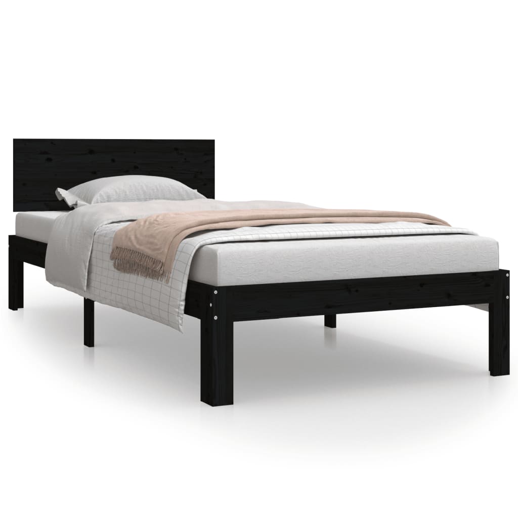 Bedframe massief grenenhout zwart 90x200 cm is nu te koop bij PeponiXL, paradijselijk wonen!