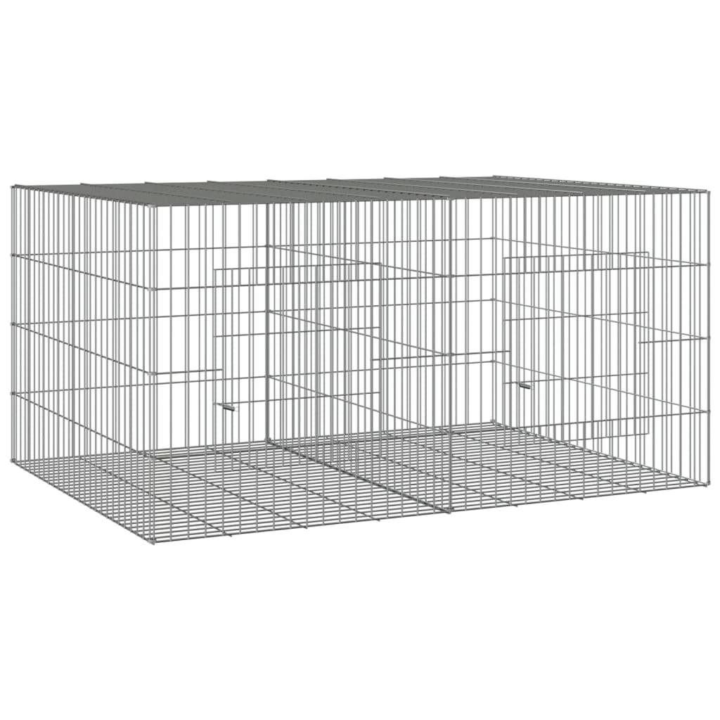 Konijnenkooi met 2 panelen 110x79x54 cm gegalvaniseerd ijzer is nu te koop bij PeponiXL, paradijselijk wonen!