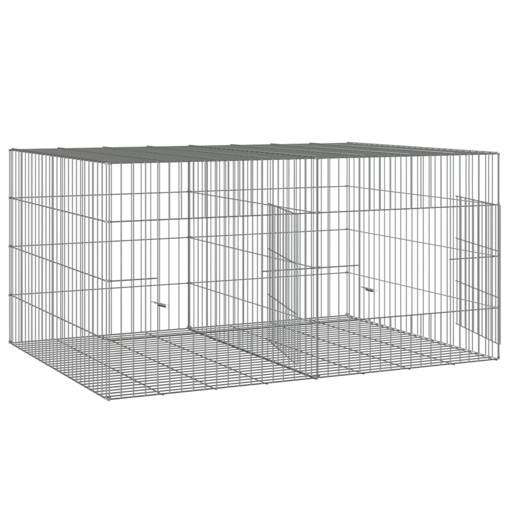 Konijnenkooi met 2 panelen 110x79x54 cm gegalvaniseerd ijzer is nu te koop bij PeponiXL, paradijselijk wonen!