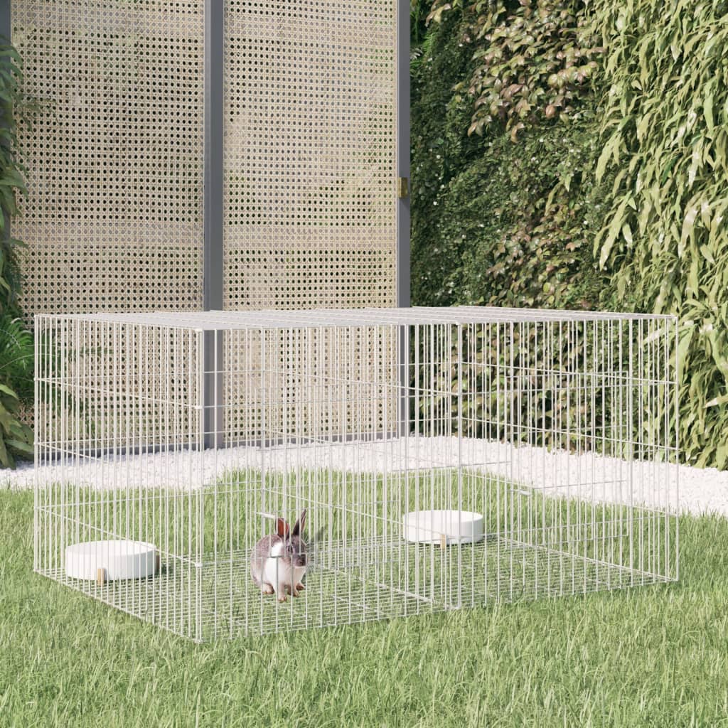 Konijnenkooi met 2 panelen 110x79x54 cm gegalvaniseerd ijzer is nu te koop bij PeponiXL, paradijselijk wonen!