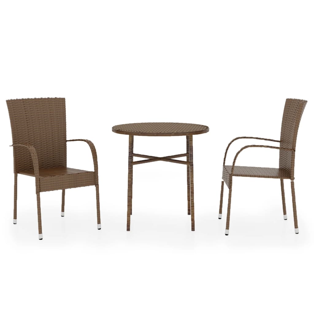 3-delige Tuinset poly rattan bruin is nu te koop bij PeponiXL, paradijselijk wonen!