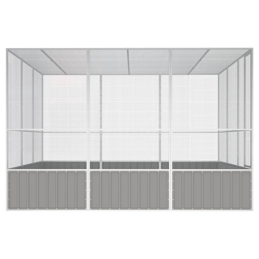 Vogelkooi 302,5x324,5x211,5 cm gegalvaniseerd staal grijs is nu te koop bij PeponiXL, paradijselijk wonen!