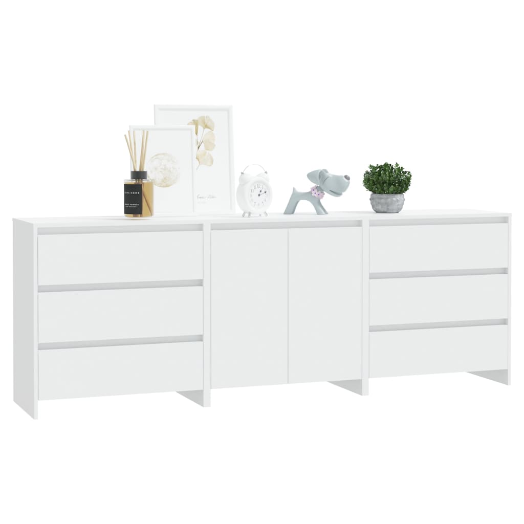 3 st Dressoirs bewerkt hout wit is nu te koop bij PeponiXL, paradijselijk wonen!