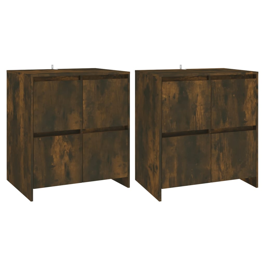 Dressoirs 2 st 70x41x75 cm bewerkt hout gerookt eikenkleurig is nu te koop bij PeponiXL, paradijselijk wonen!