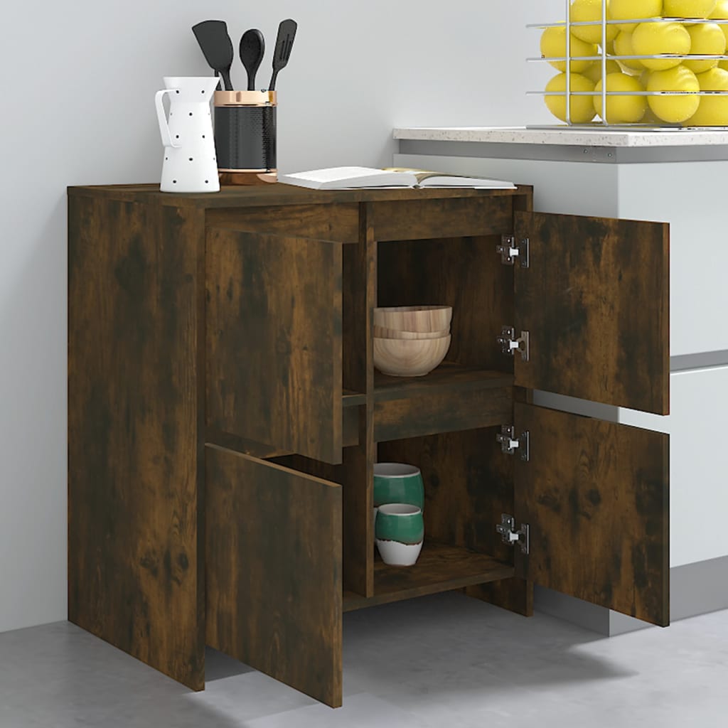Dressoirs 2 st 70x41x75 cm bewerkt hout gerookt eikenkleurig is nu te koop bij PeponiXL, paradijselijk wonen!