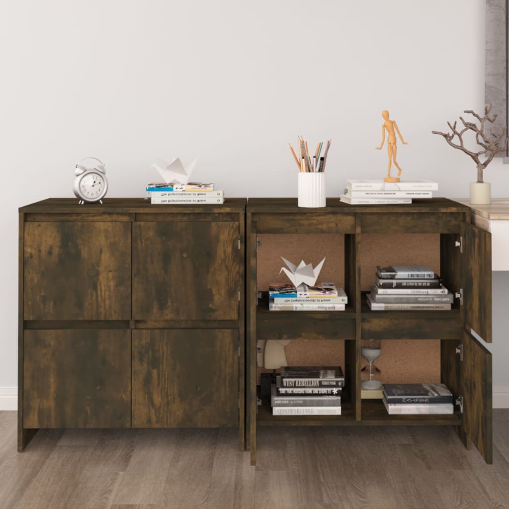 Dressoirs 2 st 70x41x75 cm bewerkt hout gerookt eikenkleurig is nu te koop bij PeponiXL, paradijselijk wonen!