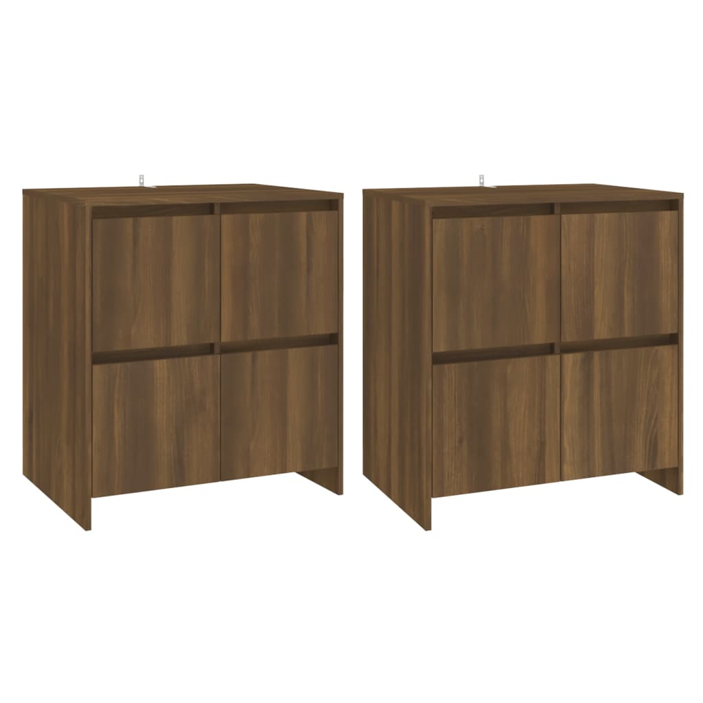 Dressoirs 2 st 70x41x75 cm bewerkt hout bruin eikenkleur is nu te koop bij PeponiXL, paradijselijk wonen!