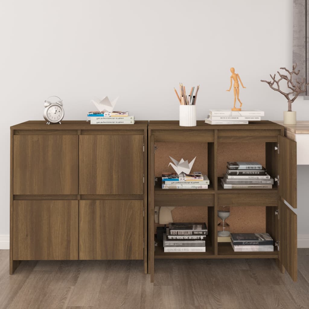 Dressoirs 2 st 70x41x75 cm bewerkt hout bruin eikenkleur is nu te koop bij PeponiXL, paradijselijk wonen!