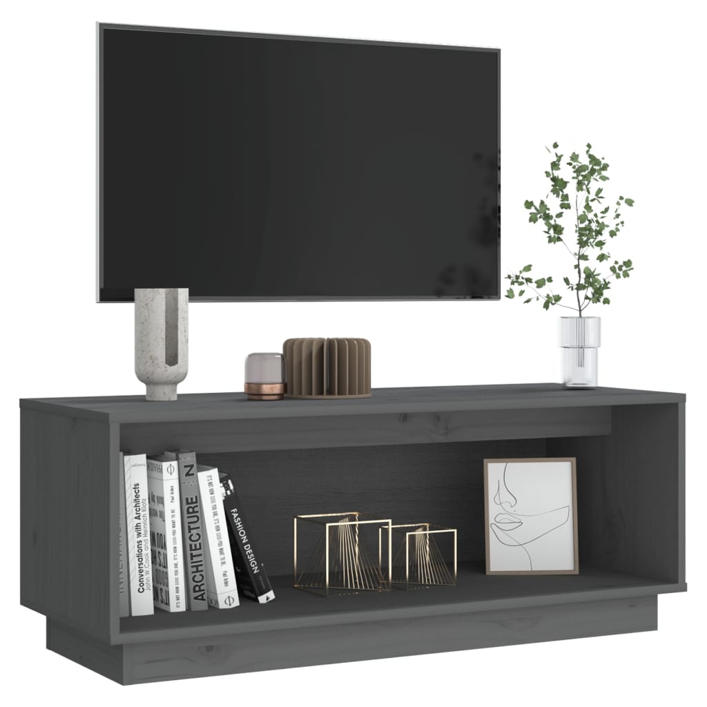 Tv-meubel 90x35x35 cm massief grenenhout grijs is nu te koop bij PeponiXL, paradijselijk wonen!