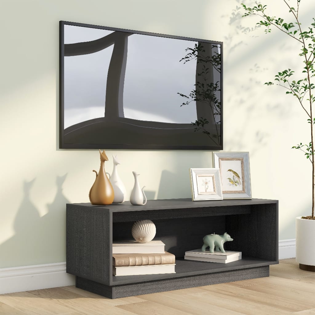 Tv-meubel 90x35x35 cm massief grenenhout grijs is nu te koop bij PeponiXL, paradijselijk wonen!