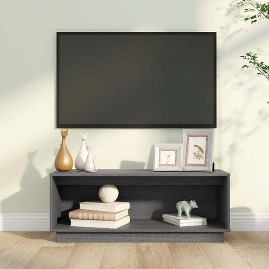 Tv-meubel 90x35x35 cm massief grenenhout grijs is nu te koop bij PeponiXL, paradijselijk wonen!