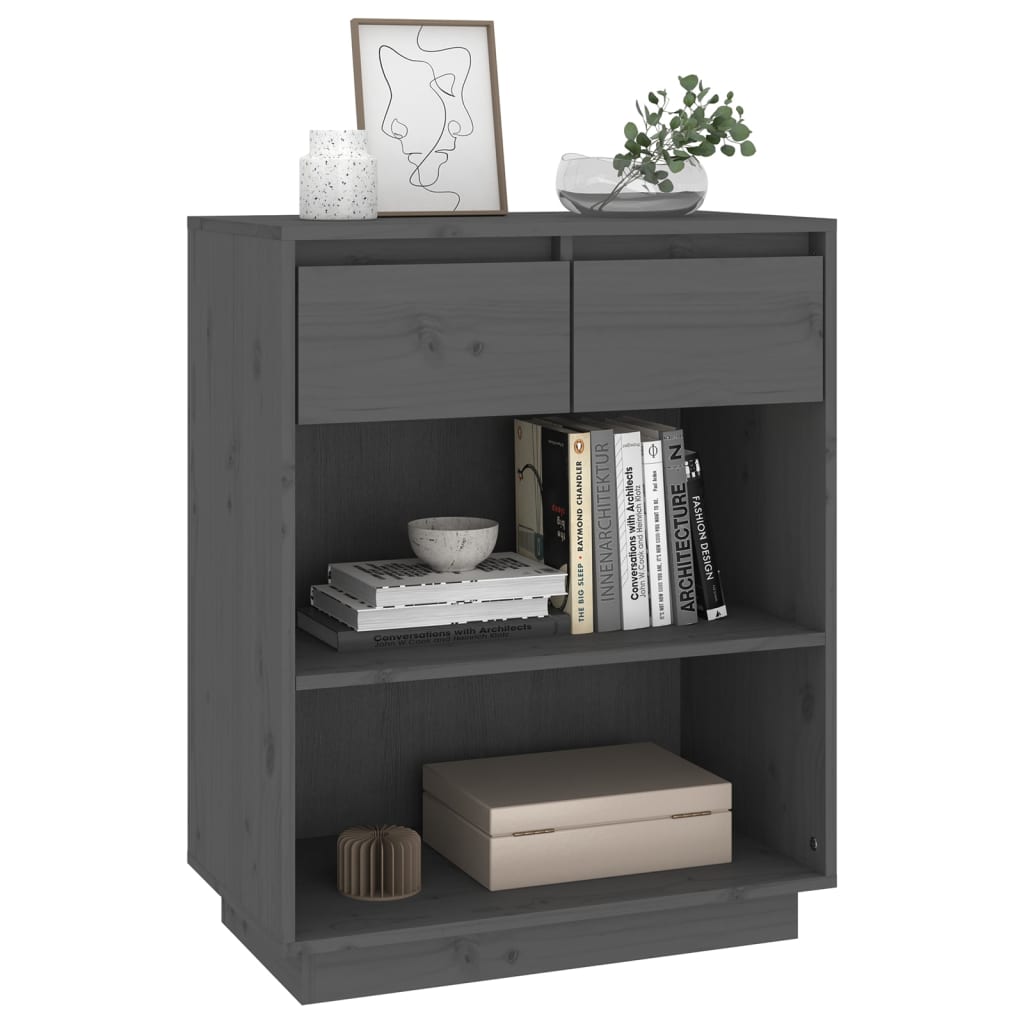 Wandkast 60x34x75 cm massief grenenhout grijs is nu te koop bij PeponiXL, paradijselijk wonen!