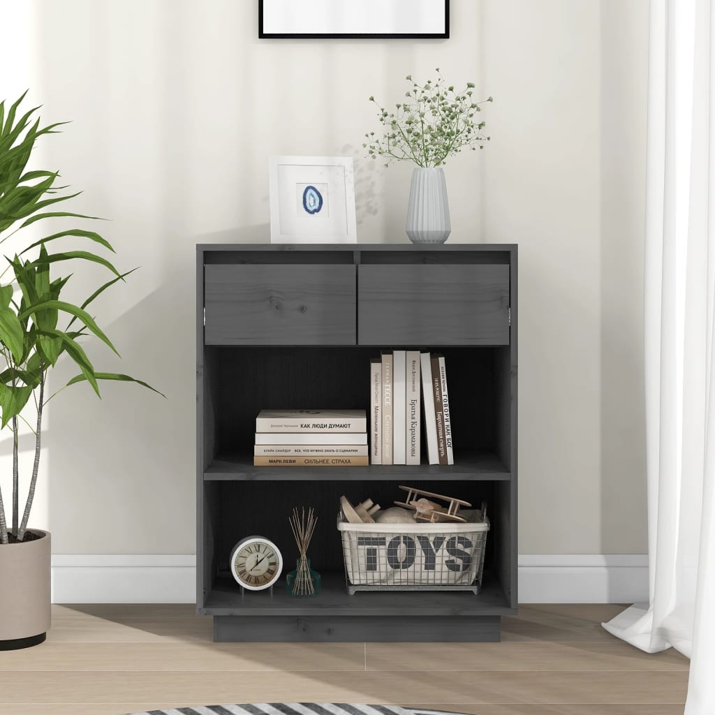 Wandkast 60x34x75 cm massief grenenhout grijs is nu te koop bij PeponiXL, paradijselijk wonen!