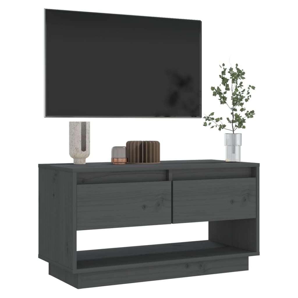 Tv-meubel 74x34x40 cm massief grenenhout grijs is nu te koop bij PeponiXL, paradijselijk wonen!