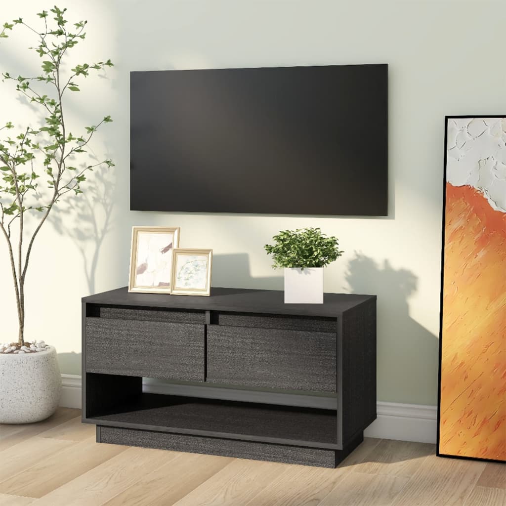 Tv-meubel 74x34x40 cm massief grenenhout grijs is nu te koop bij PeponiXL, paradijselijk wonen!