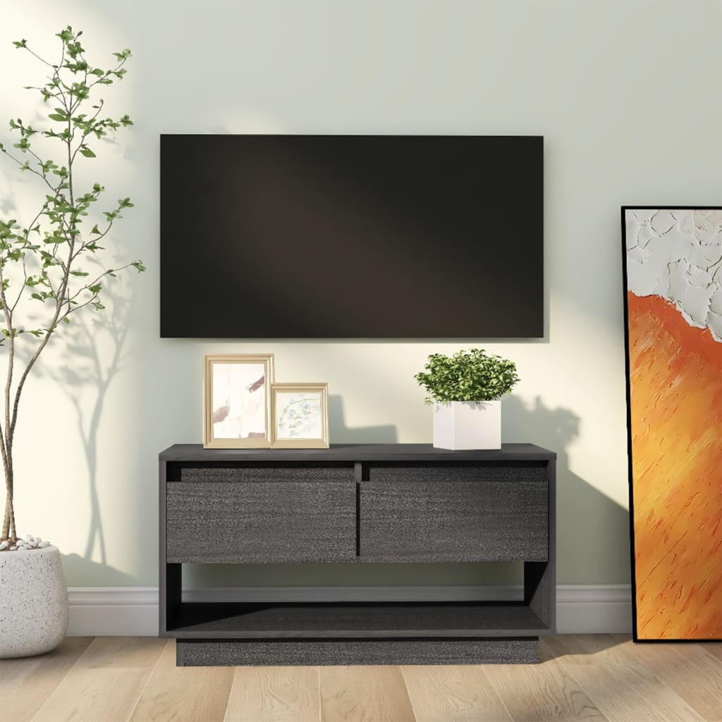 Tv-meubel 74x34x40 cm massief grenenhout grijs is nu te koop bij PeponiXL, paradijselijk wonen!