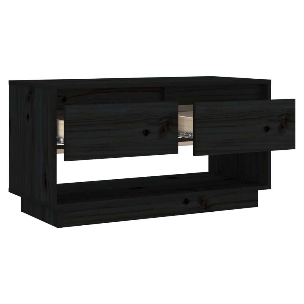 Tv-meubel 74x34x40 cm massief grenenhout zwart is nu te koop bij PeponiXL, paradijselijk wonen!