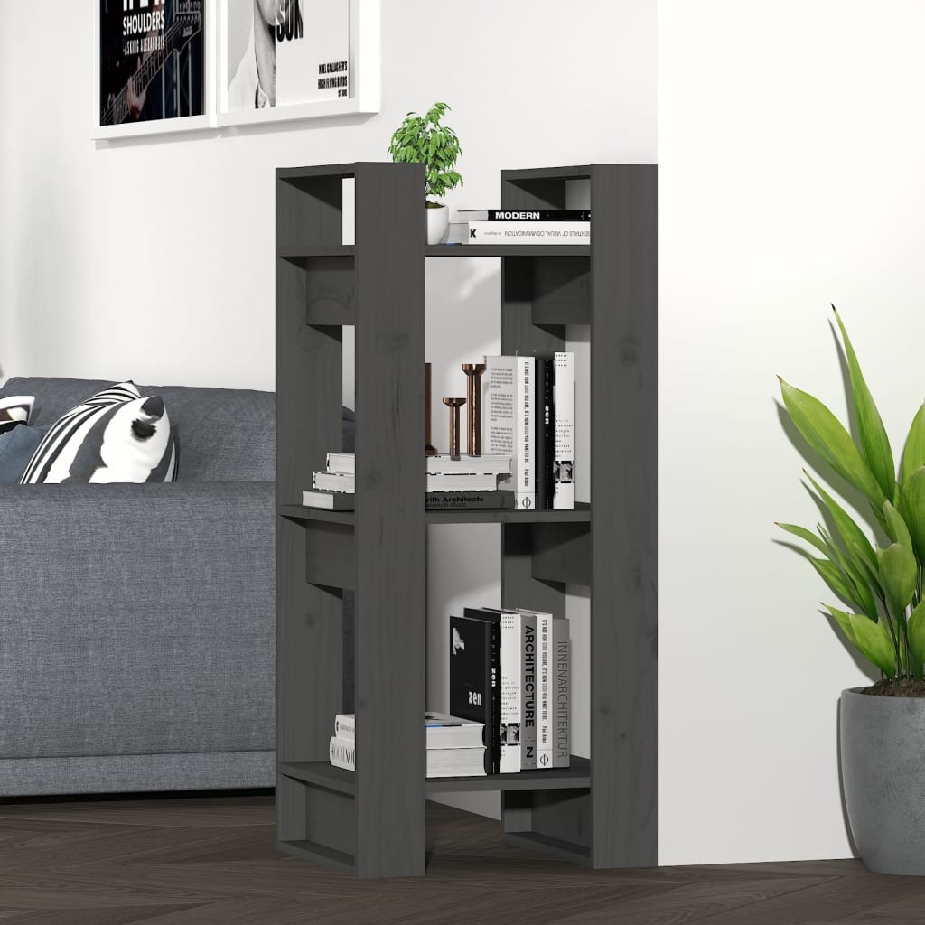 Boekenkast/kamerscherm 41x35x91 cm massief grenenhout grijs is nu te koop bij PeponiXL, paradijselijk wonen!