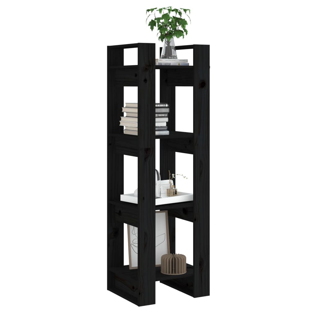 Boekenkast/kamerscherm 41x35x125 cm massief grenenhout zwart is nu te koop bij PeponiXL, paradijselijk wonen!