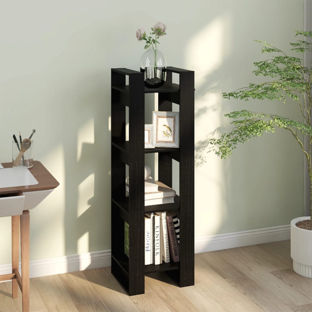 Boekenkast/kamerscherm 41x35x125 cm massief grenenhout zwart is nu te koop bij PeponiXL, paradijselijk wonen!