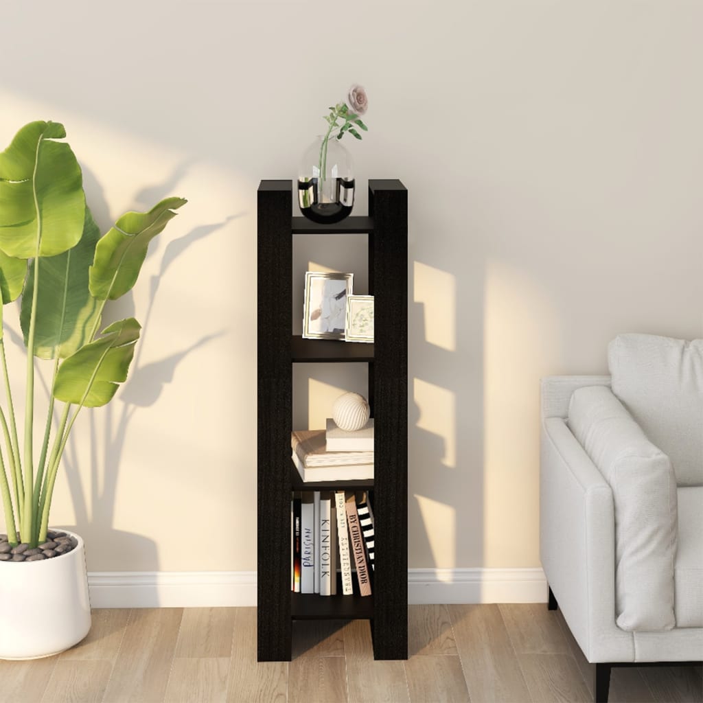 Boekenkast/kamerscherm 41x35x125 cm massief grenenhout zwart is nu te koop bij PeponiXL, paradijselijk wonen!