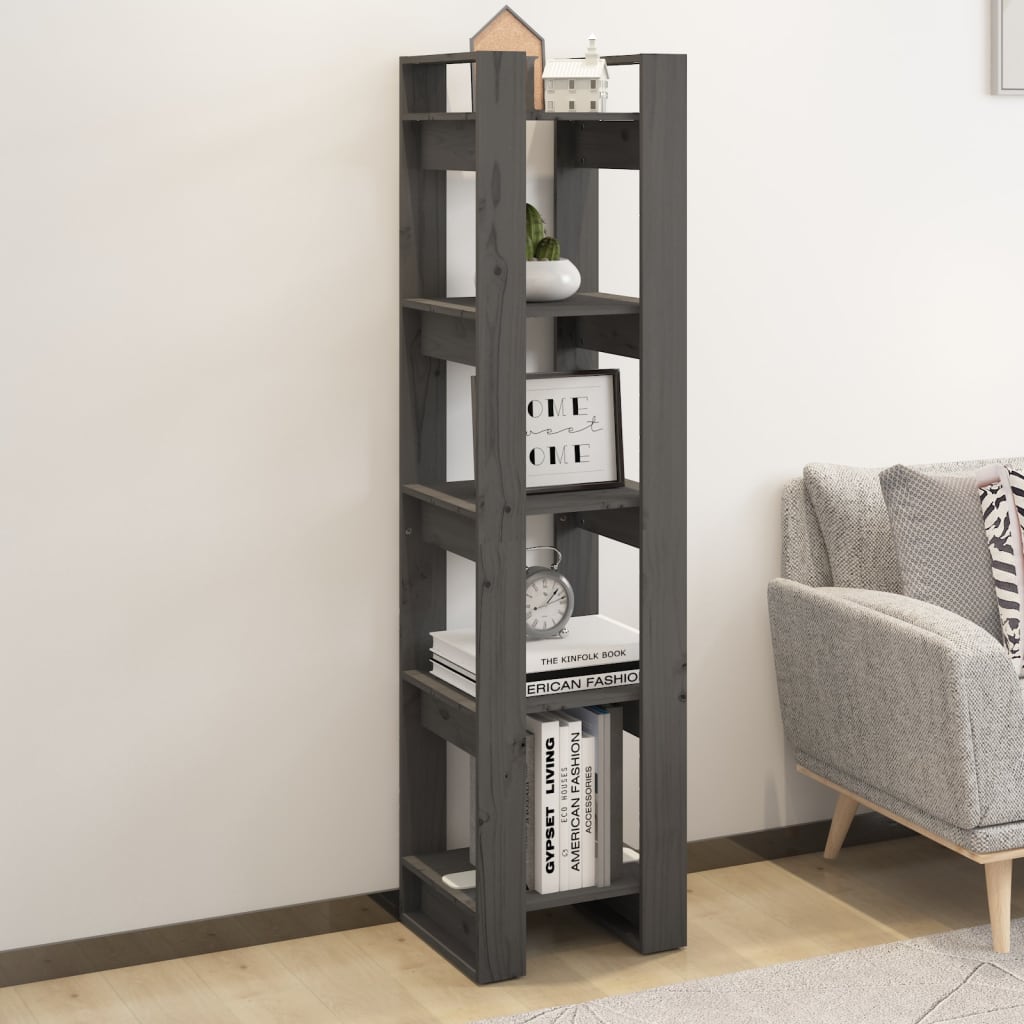 Boekenkast/kamerscherm 41x35x160 cm massief grenenhout grijs is nu te koop bij PeponiXL, paradijselijk wonen!
