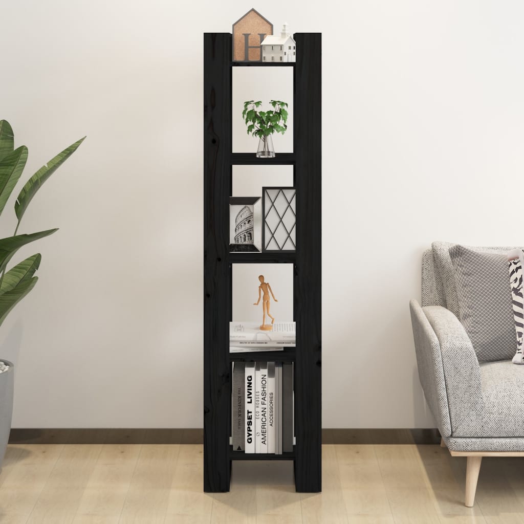 Boekenkast/kamerscherm 41x35x160 cm massief grenenhout zwart is nu te koop bij PeponiXL, paradijselijk wonen!