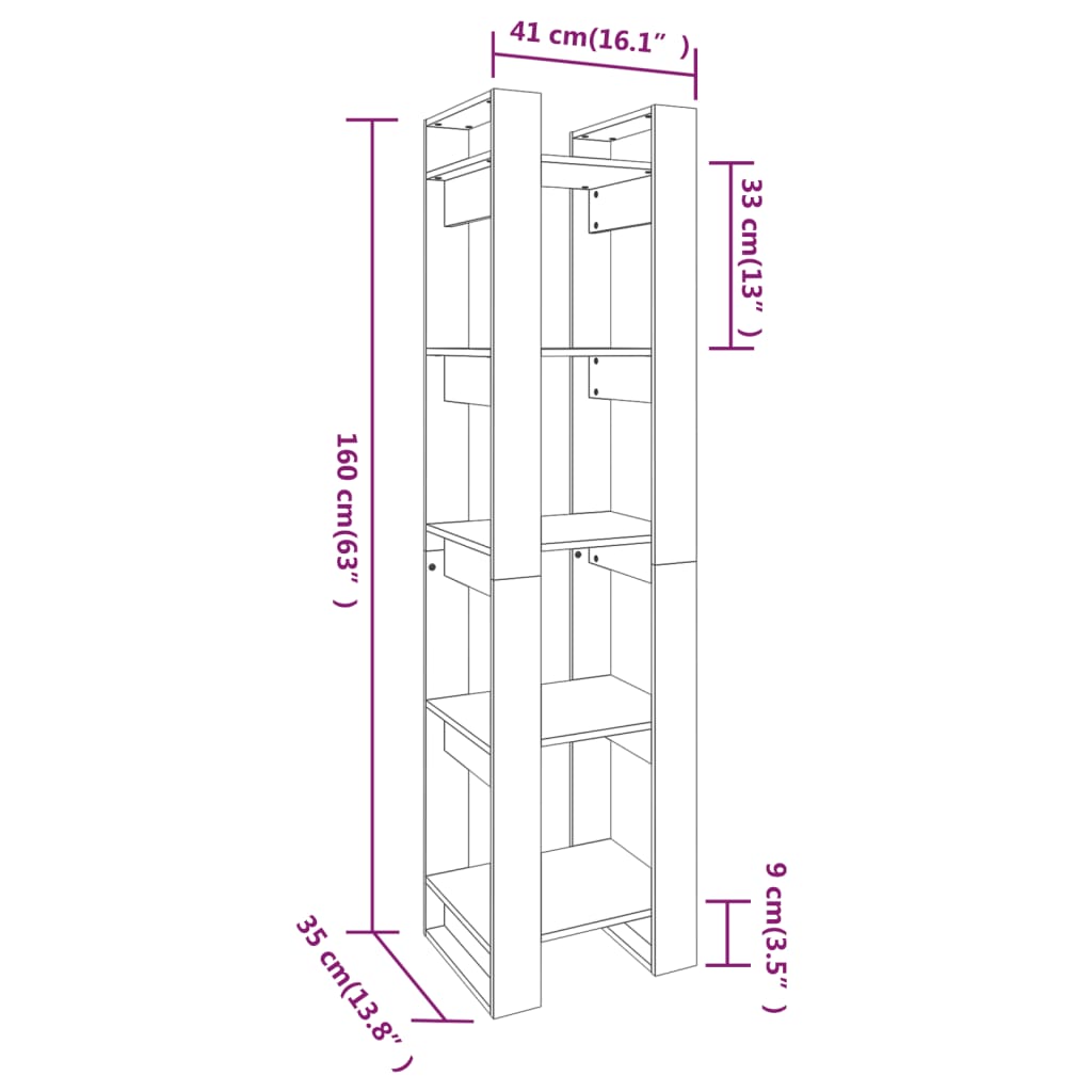 Boekenkast/kamerscherm 41x35x160 cm massief grenenhout zwart is nu te koop bij PeponiXL, paradijselijk wonen!