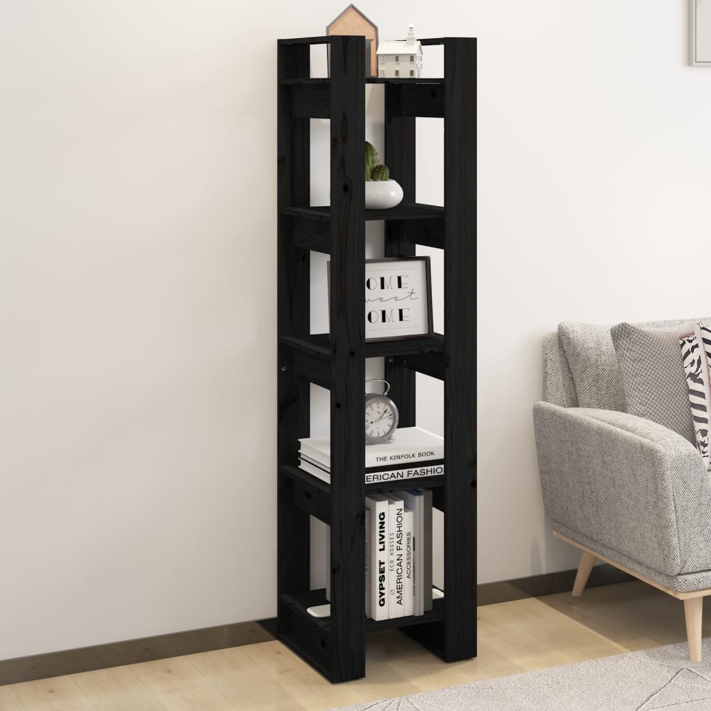 Boekenkast/kamerscherm 41x35x160 cm massief grenenhout zwart is nu te koop bij PeponiXL, paradijselijk wonen!
